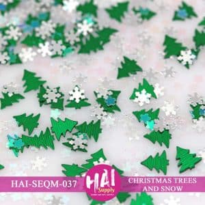 xmas trees and snow sequins
