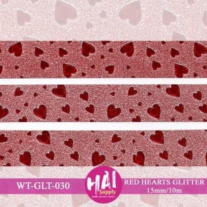 WT-GLT-030 - Red Hearts Glitter w/ Foil