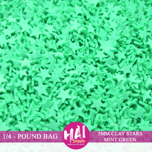 1/4 POUND - 5mm MINTY GREEN CLAY STARS
