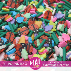 1/4 POUND - MIX CLAY, LADYBUGS, GRASS AND CLOUDS