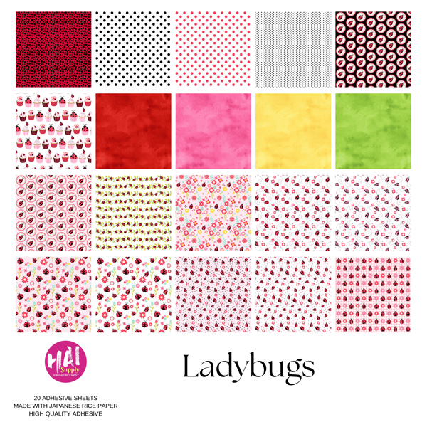 ADHESIVE 6x6 20PC WASHI SHEETS - LADYBUGS